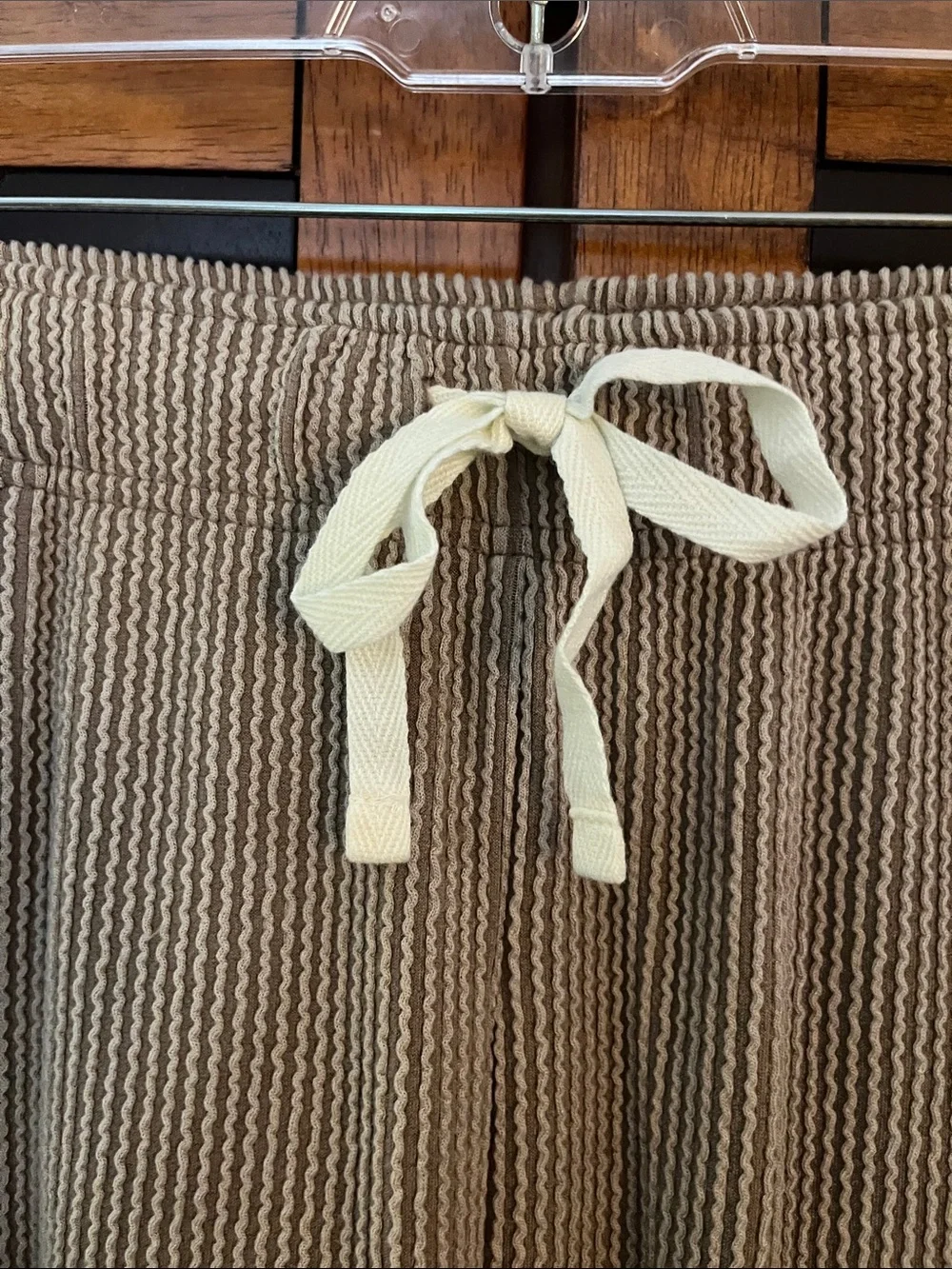 Zenana Cozy & Comfy Ribbed Lounge Set - Taupe Knit Top & Pants (w/pockets) - Picture 6 of 9